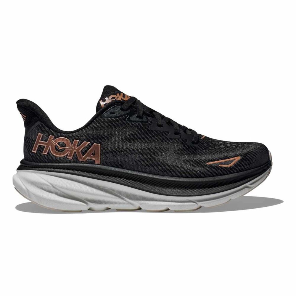 Black & Rose Gold Clifton 9 Hokas